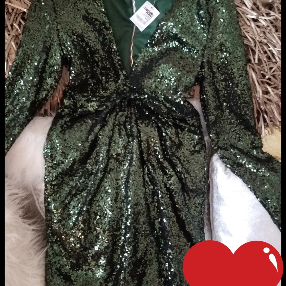 Emerald Sequined Sexy Mini Dress